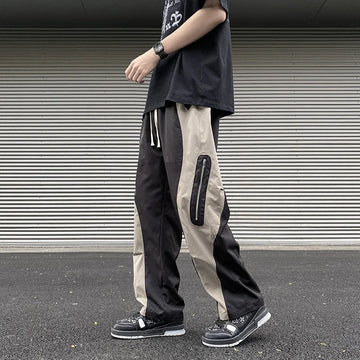 Aidase Techwear Parachute Cargo Pants Men Patchwork Zipper Loose Casual Trousers Male Summer Streetwear Hip Hop Spliced New